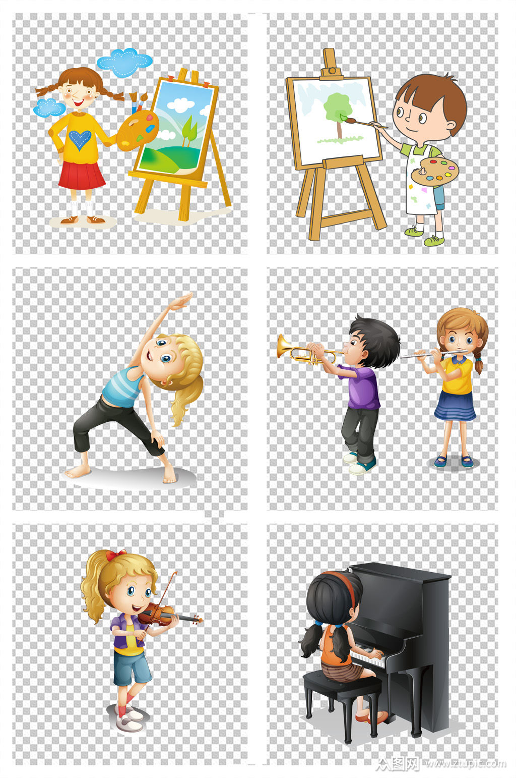 卡通儿童才艺儿童多才多艺素材