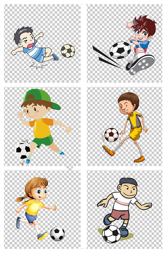 卡通儿童运动踢足球