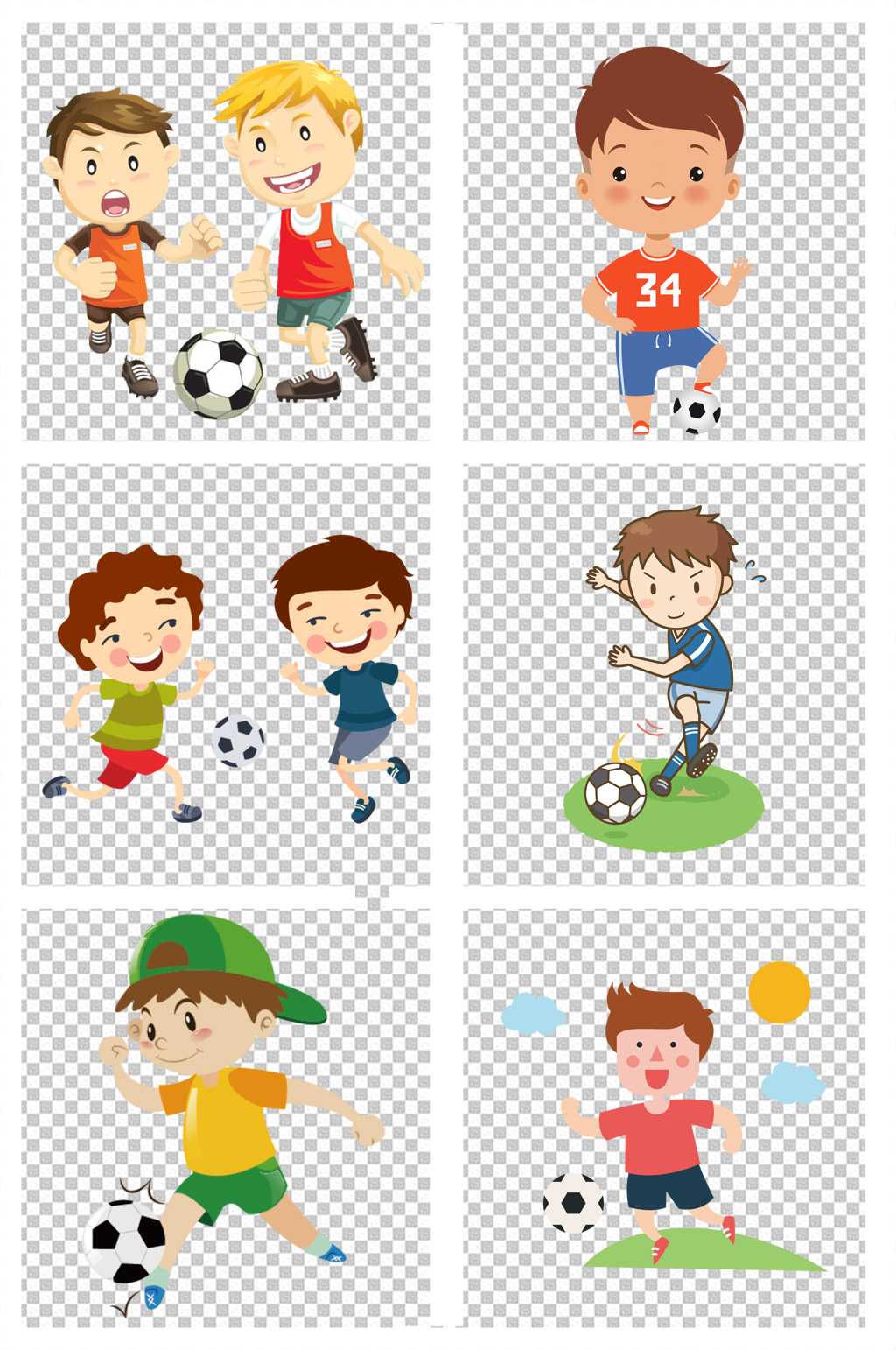 手绘儿童运动踢足球