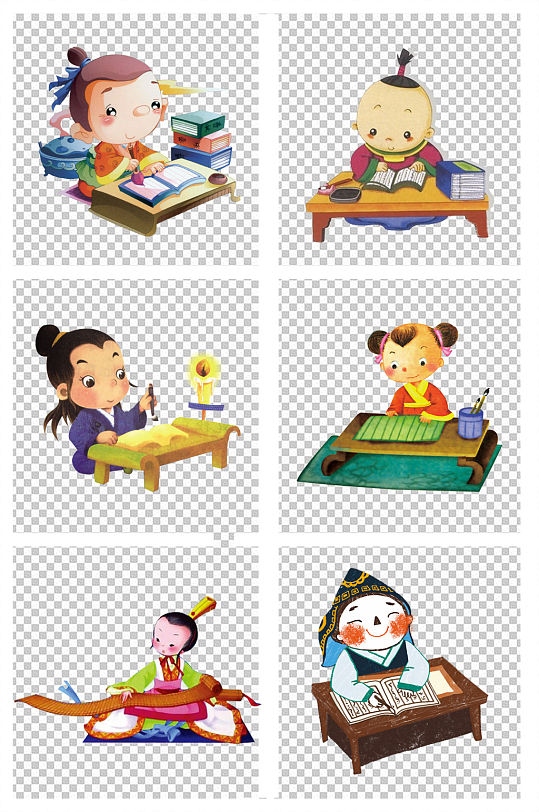 手绘古代人物国学经典