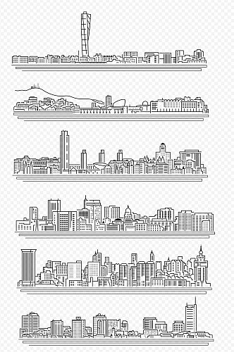 地标建筑城市线条画