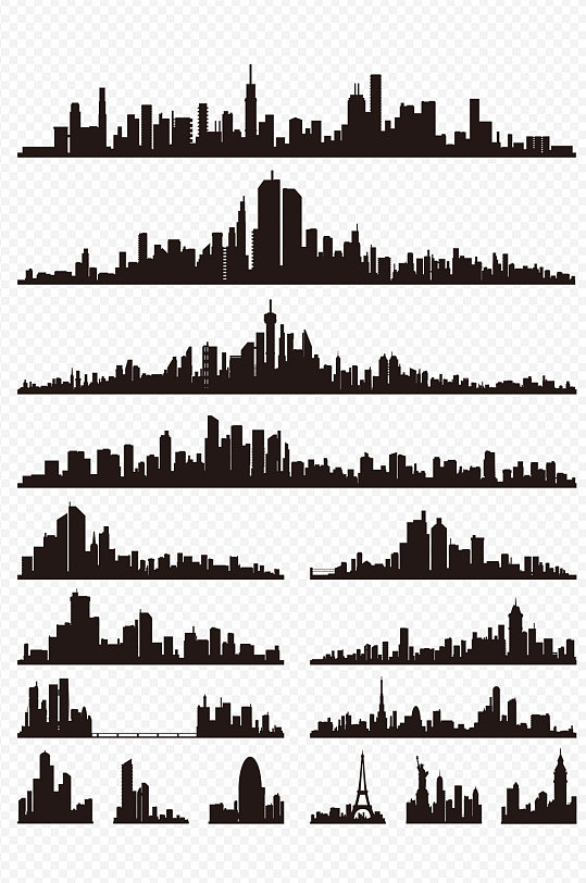 城市剪影都市剪影线条画