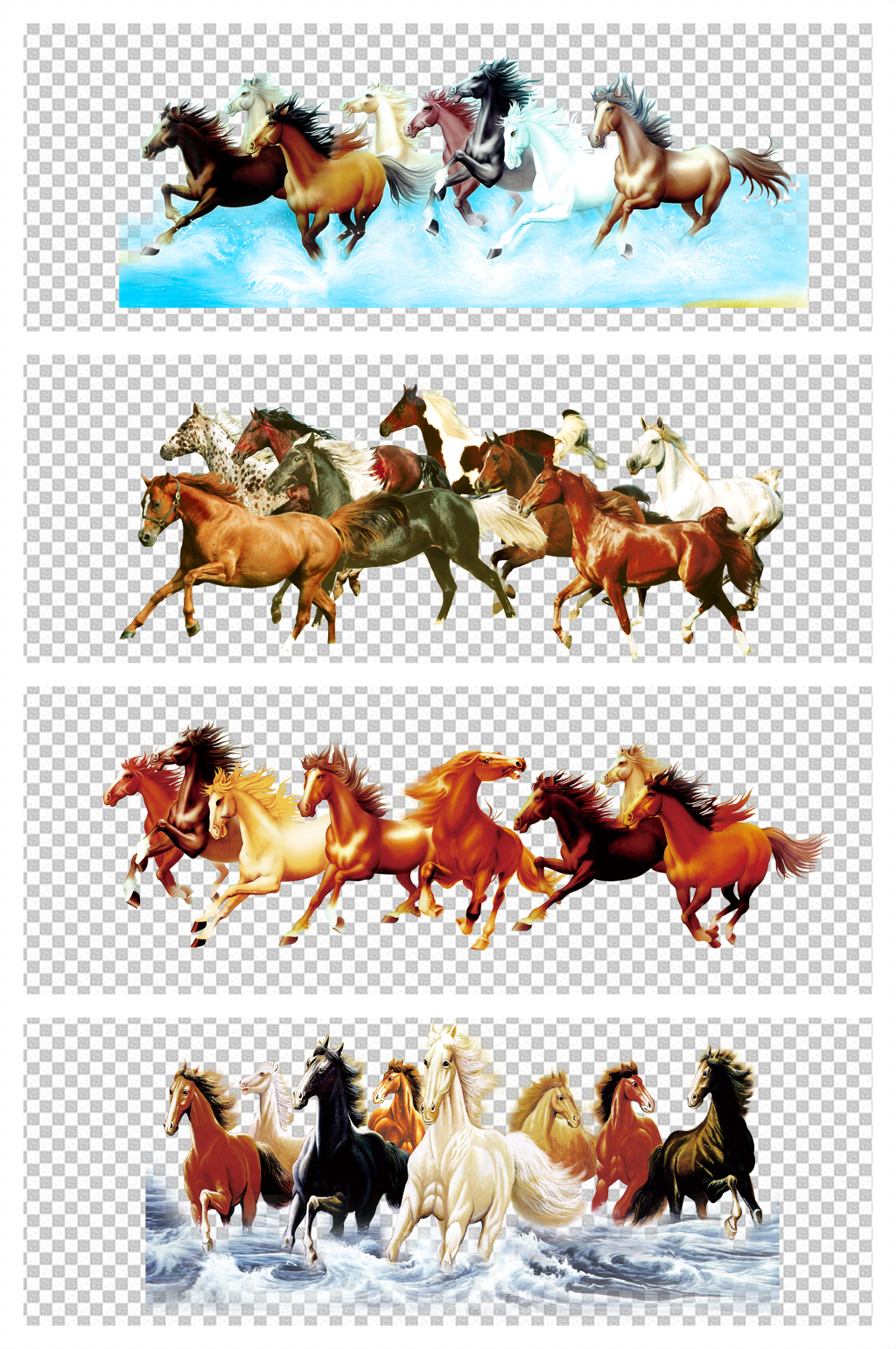 国画骏马八骏图油画模板下载-编号330823-众图网