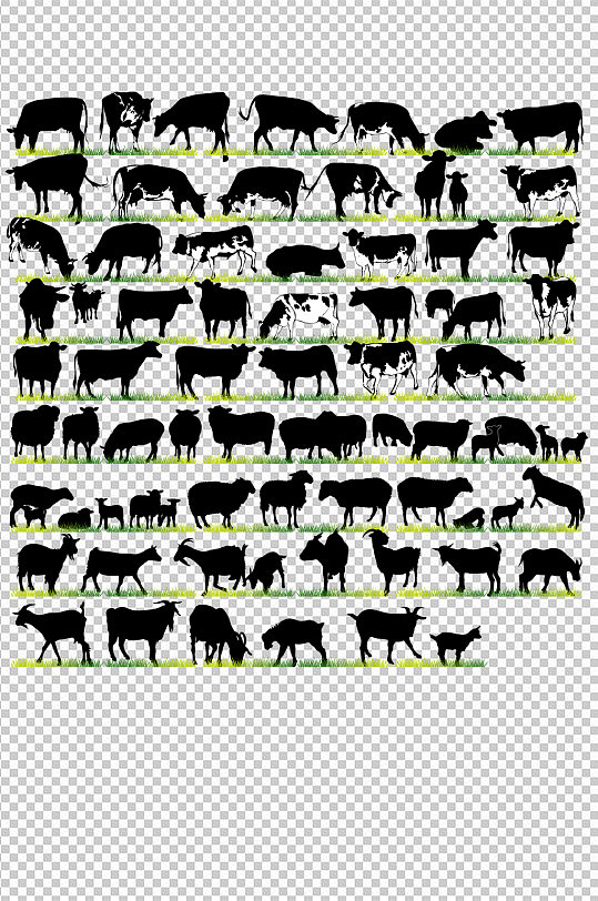 剪影奶牛动物素材