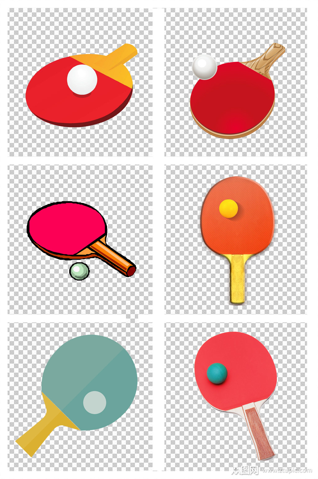 乒乓球拍手绘素材
