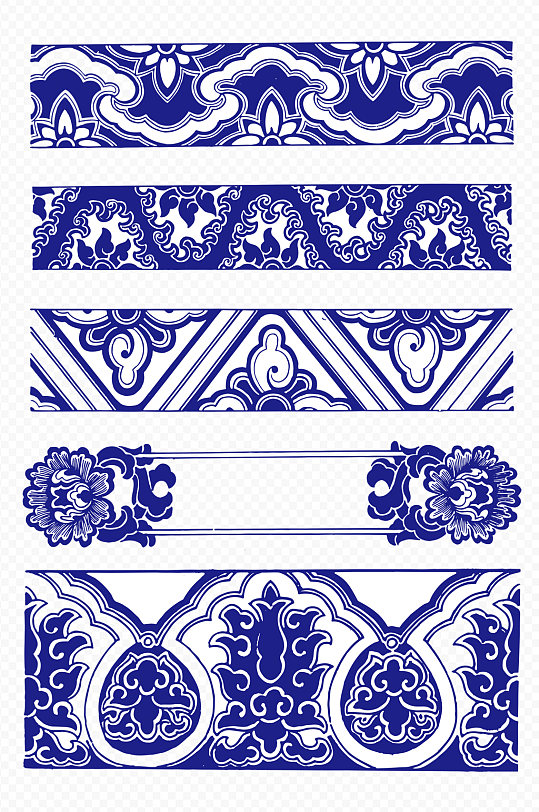 中式古典花纹蓝色花纹