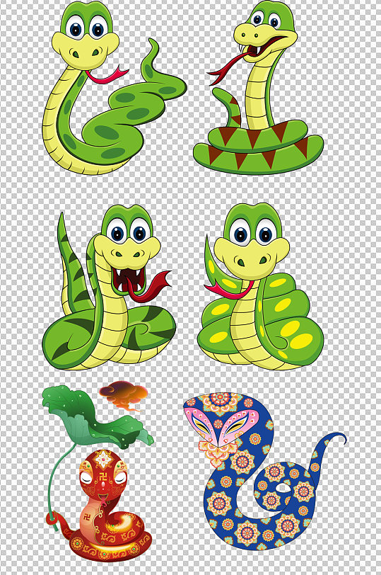 手绘可爱蛇眼镜蛇素材