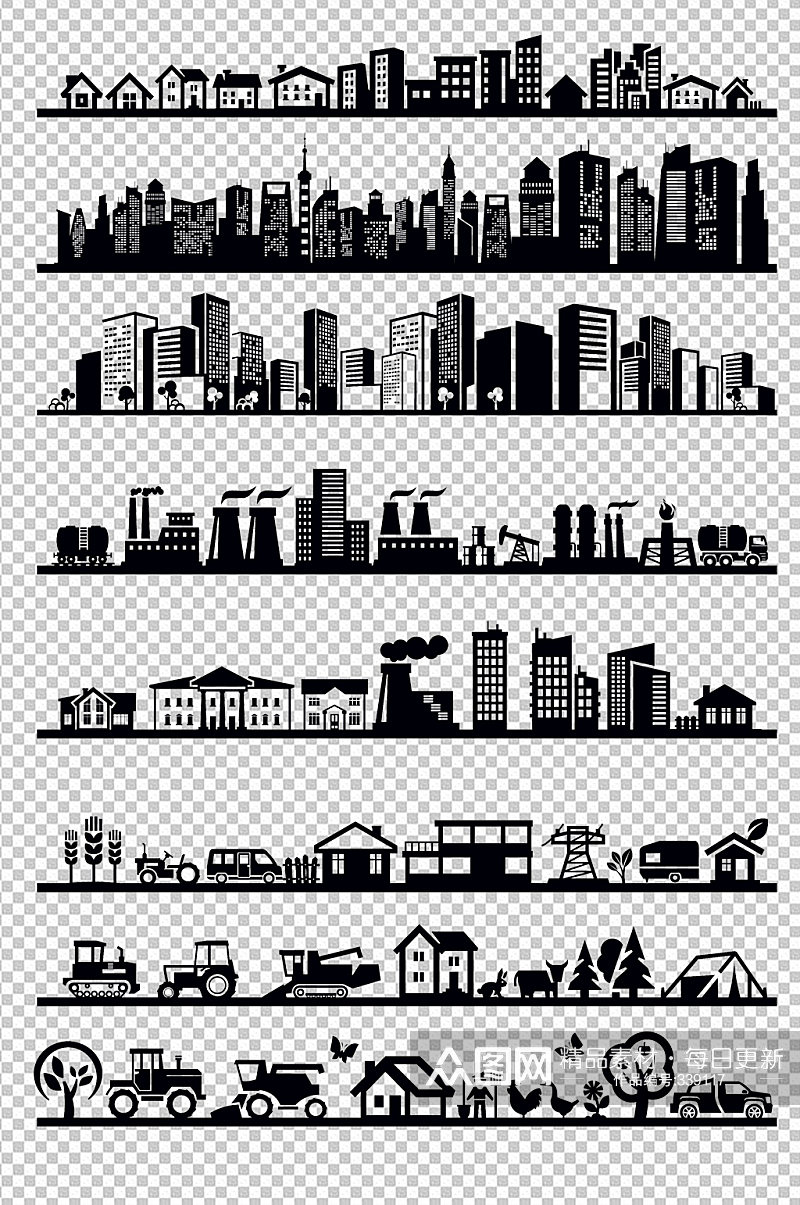 都市建筑城市线条画素材