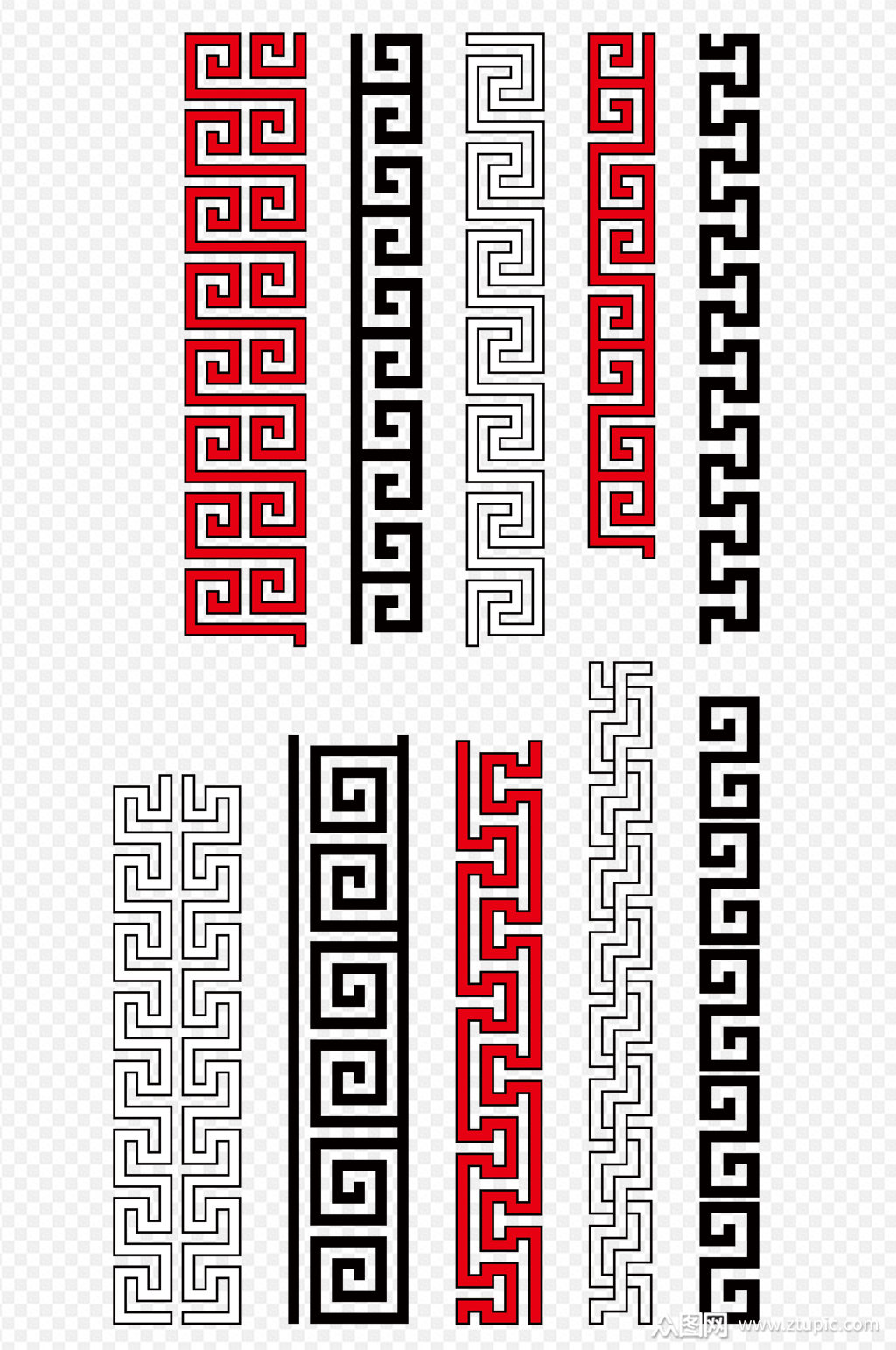 中式古典回形纹花纹素材