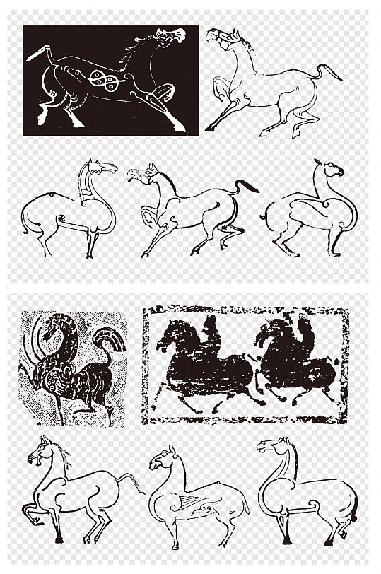古代战马剪影骏马-众图网
