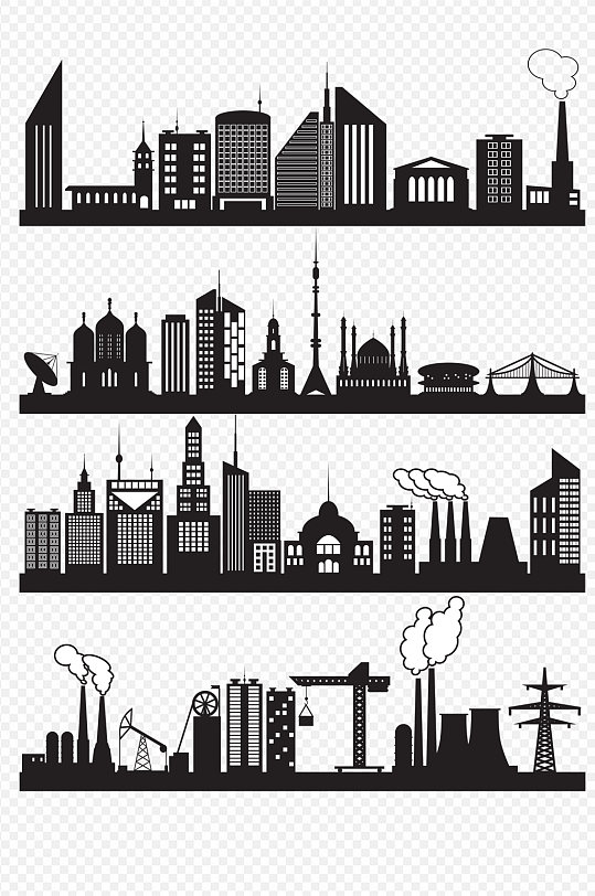 高楼大厦城市线条画