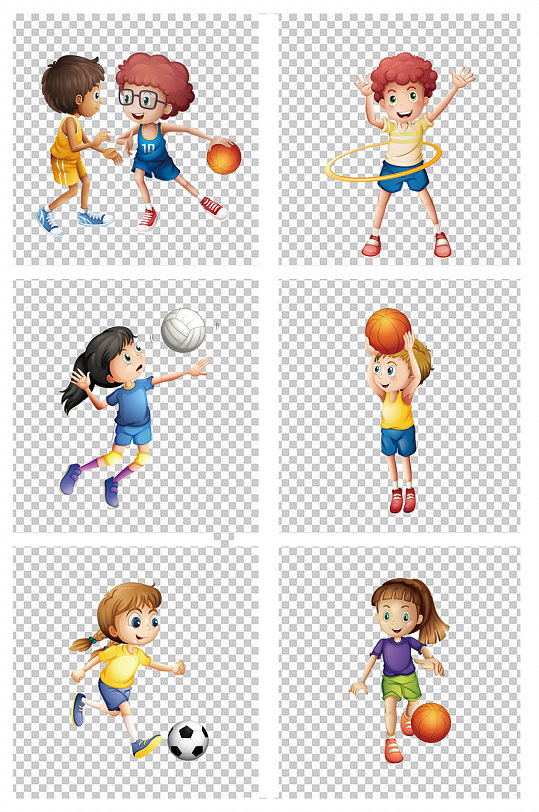 卡通儿童运动小孩