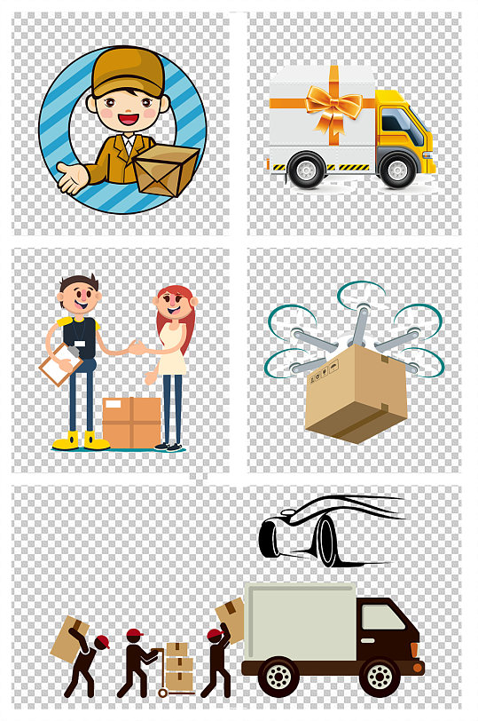 手绘快递物流素材