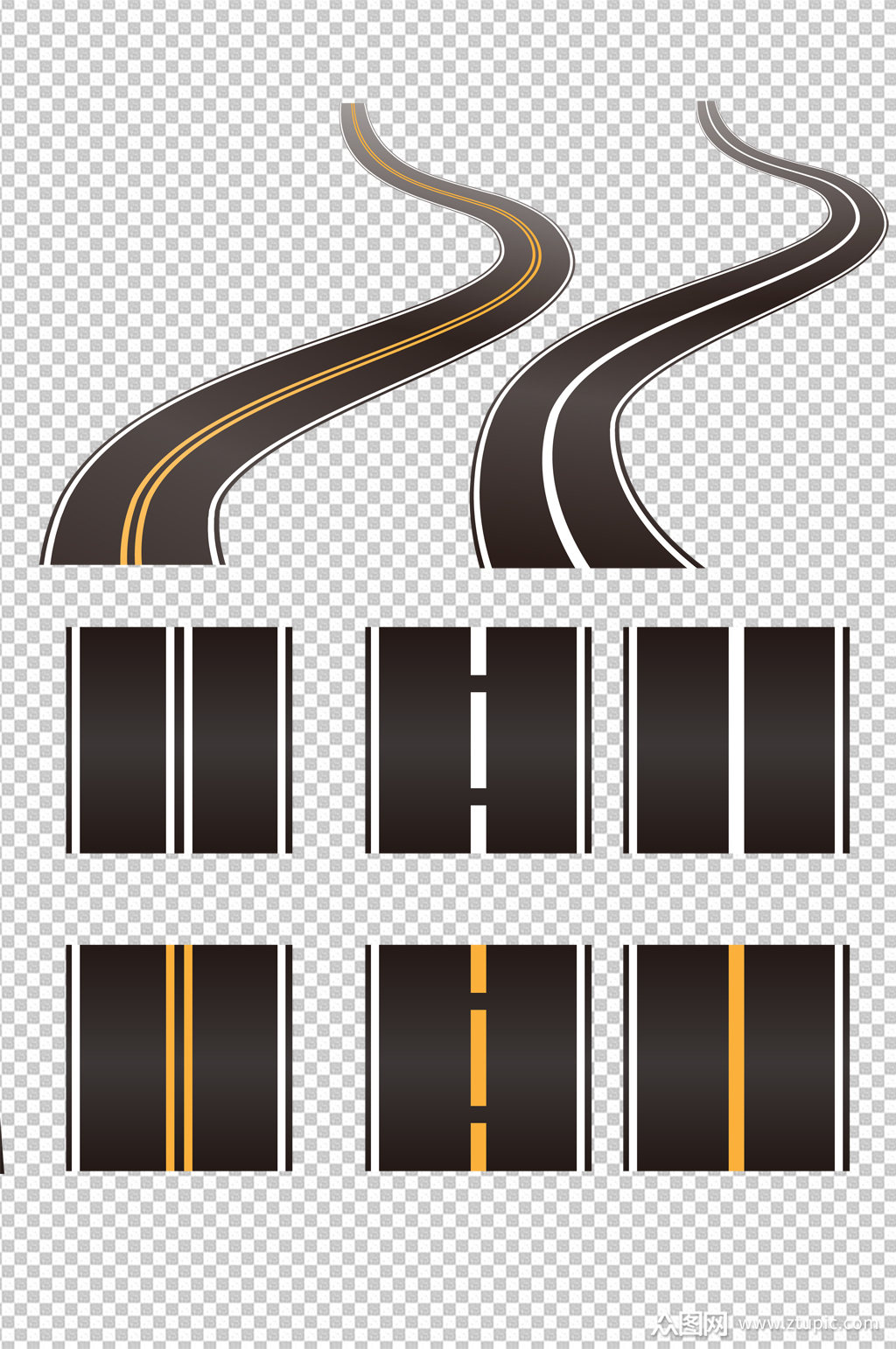 手绘公路高速公路素材