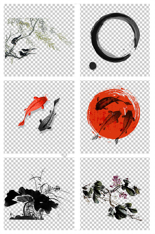 水墨画花鸟画素材