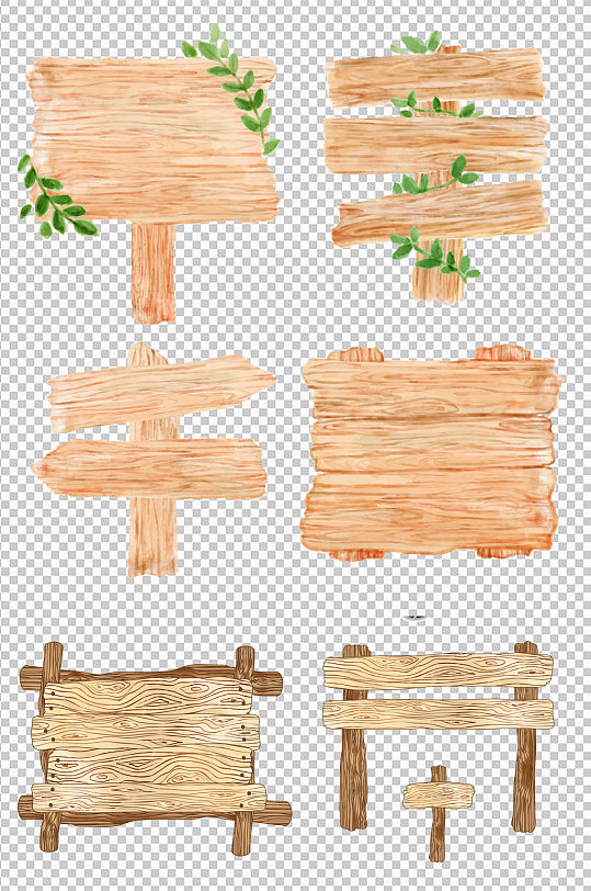 木牌吊牌木板素材木板告示边框装饰元素立即下载