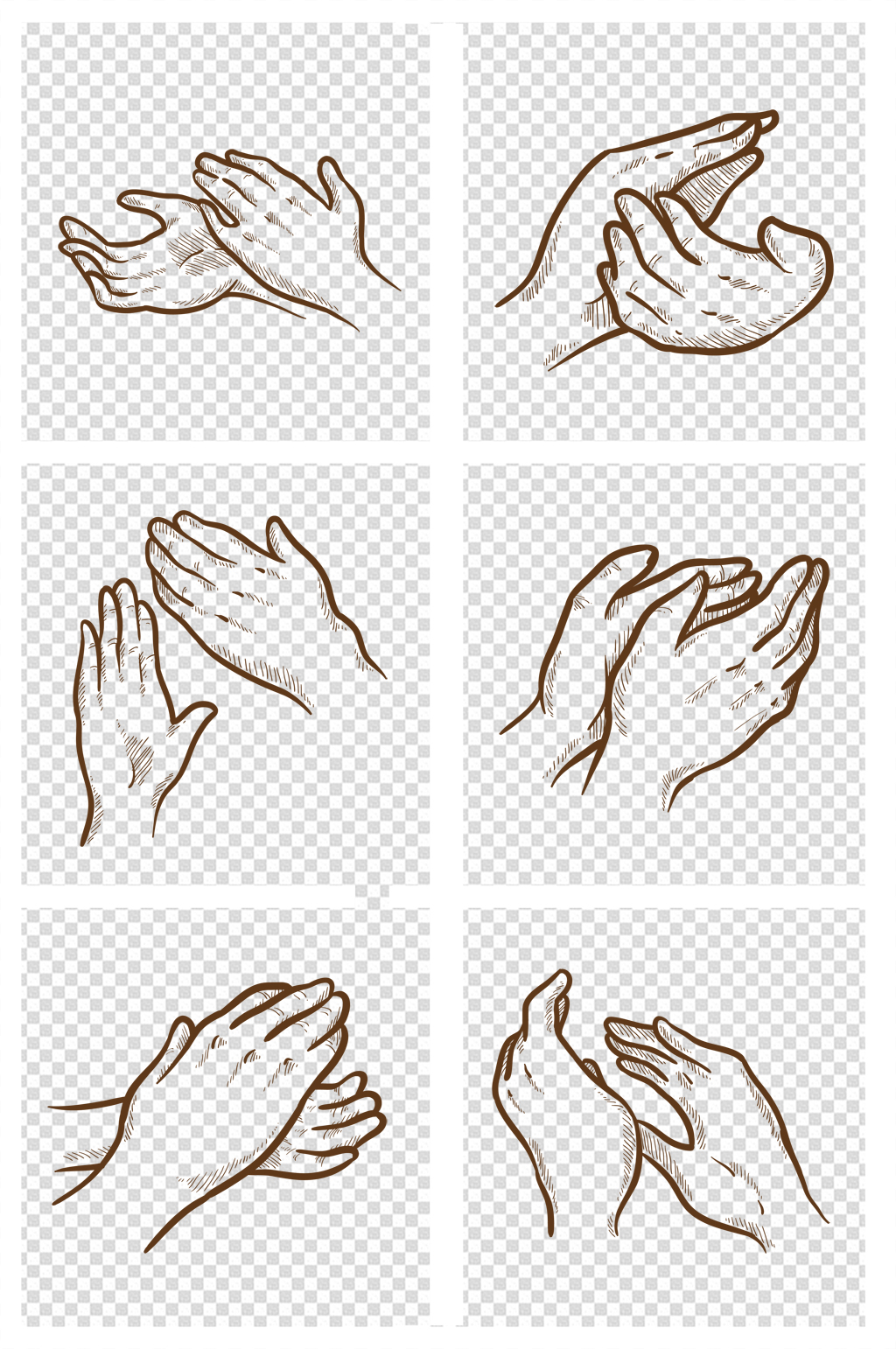 线描画拍手鼓掌手势