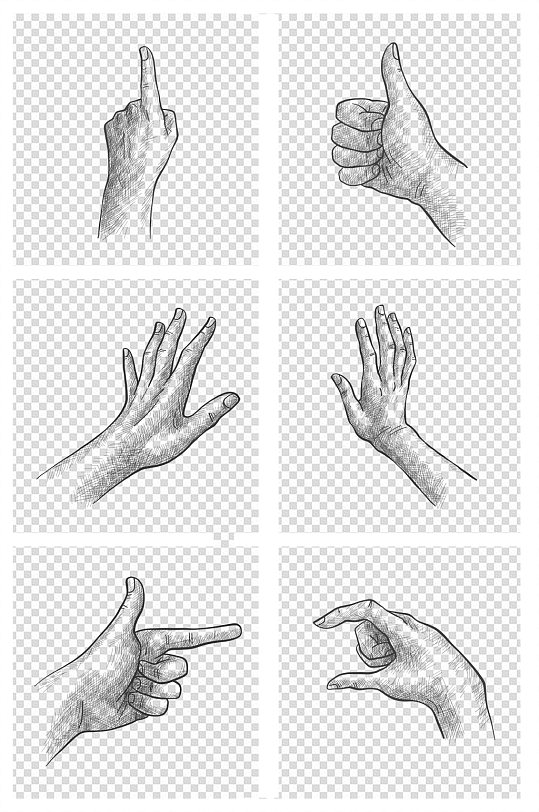 线描画手势大拇指指示