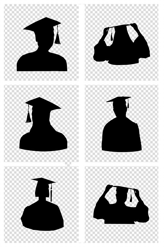 博士帽学士服剪影素材 毕业季素材