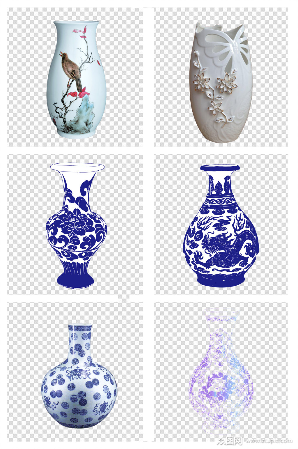 青花瓷瓶素材图片