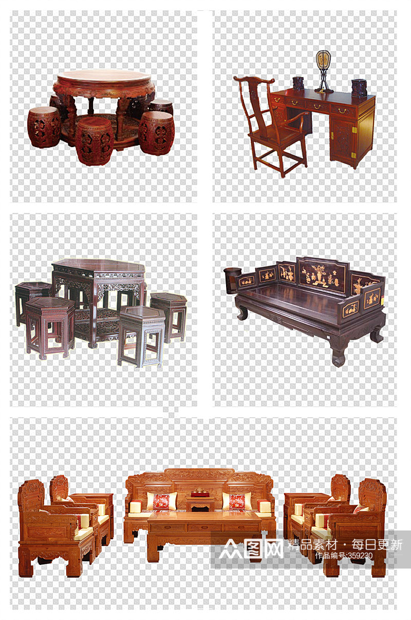 中式实木古典家具素材