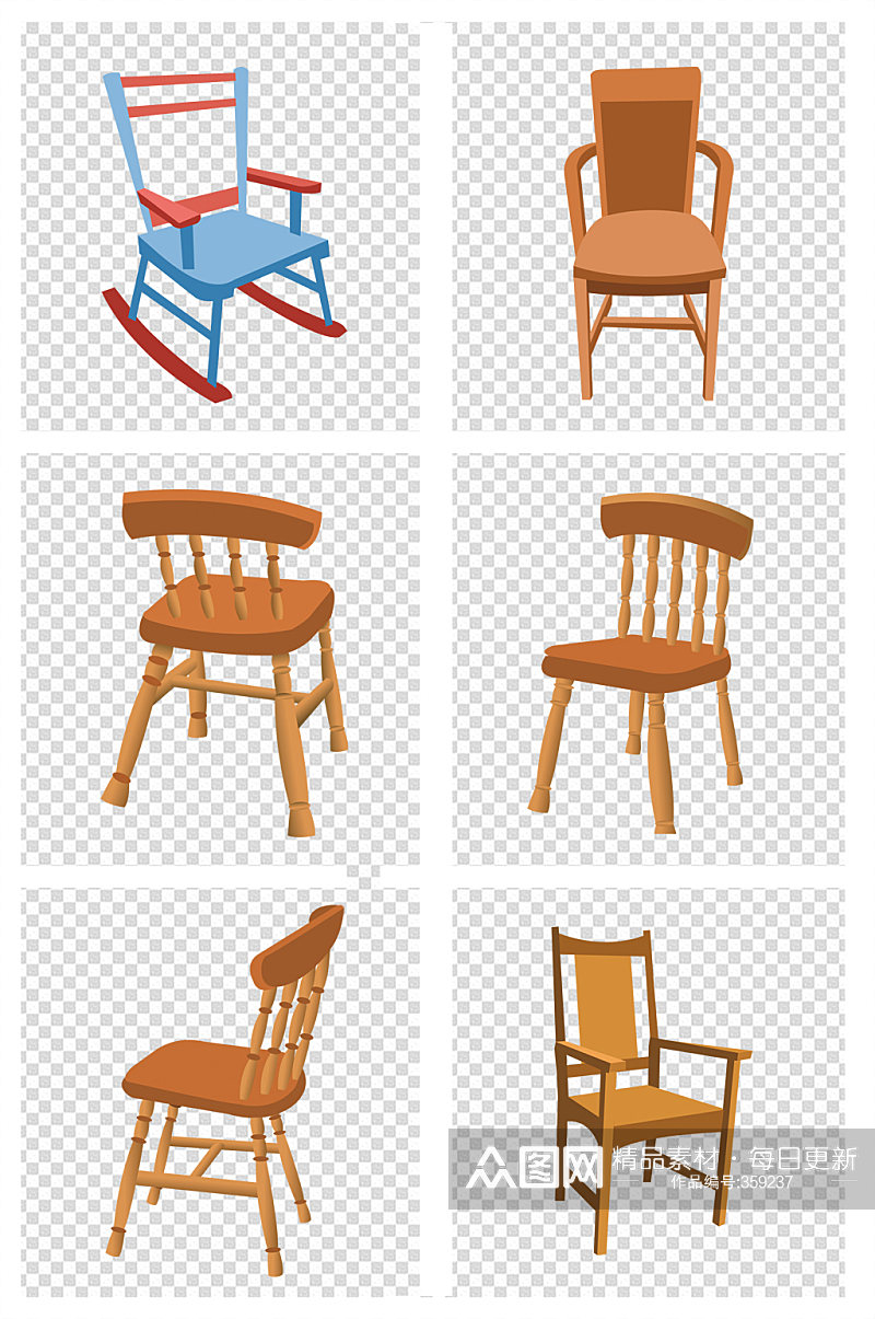手绘实木家具椅子素材
