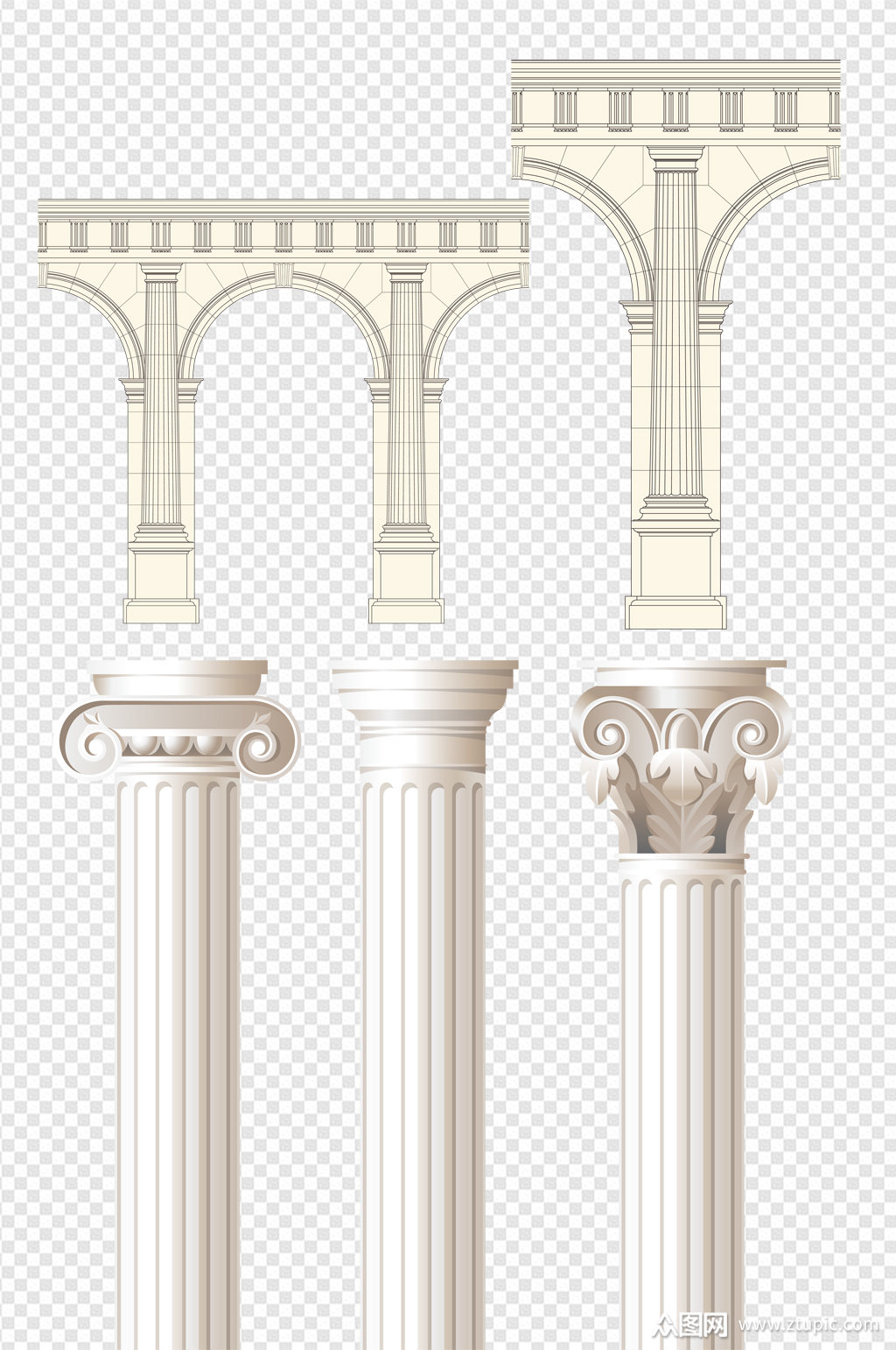 欧式罗马柱石膏素材