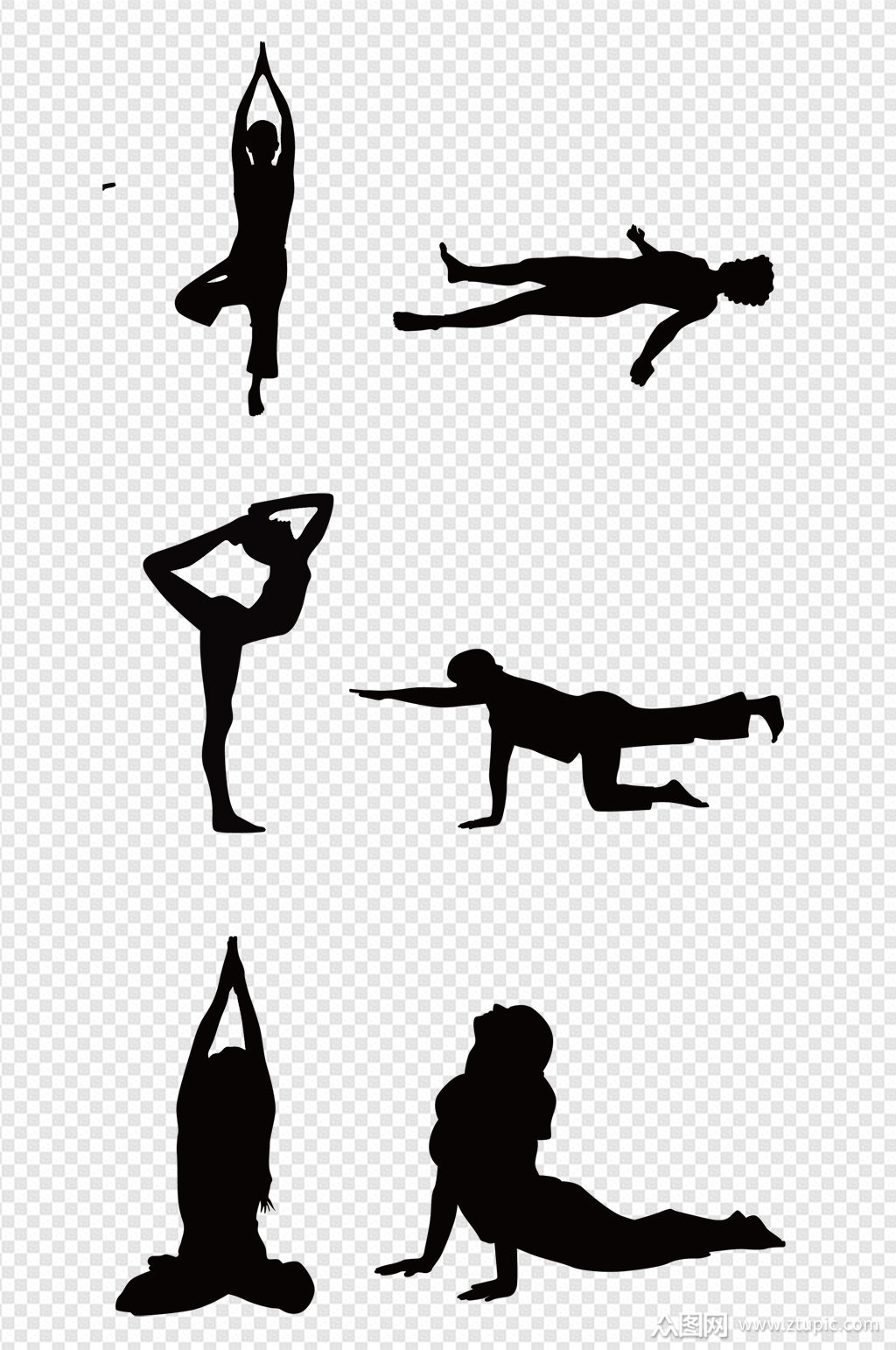 瑜伽健身人物剪影素材