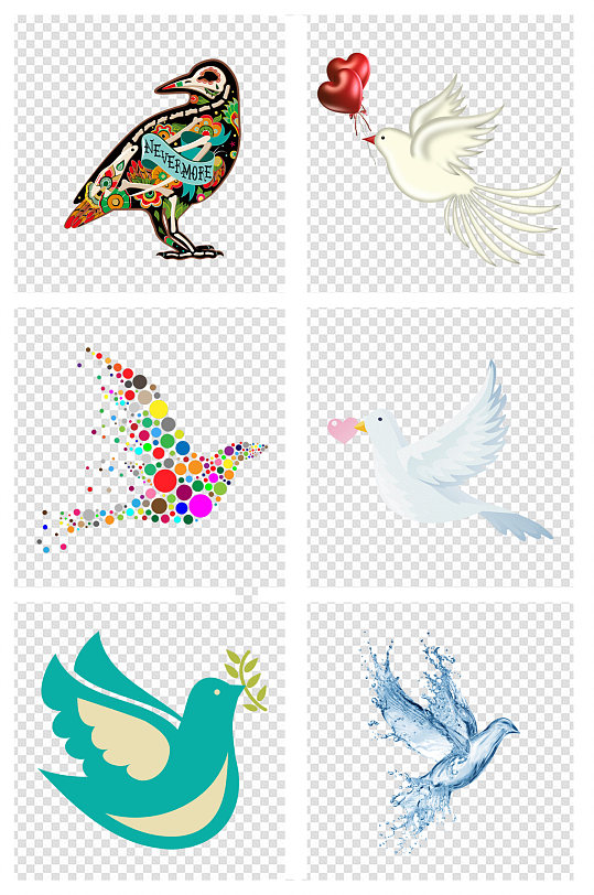 手绘彩色和平鸽鸽子