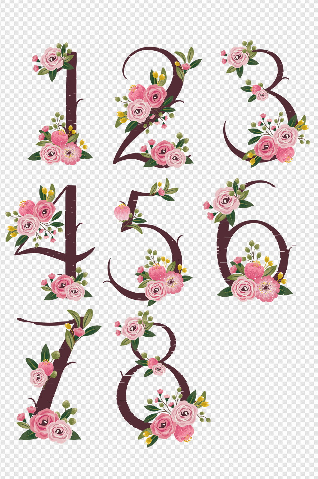数字花朵艺术字体