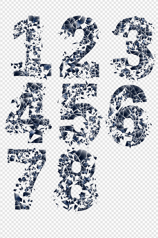 黑色碎片數(shù)字字體設(shè)計