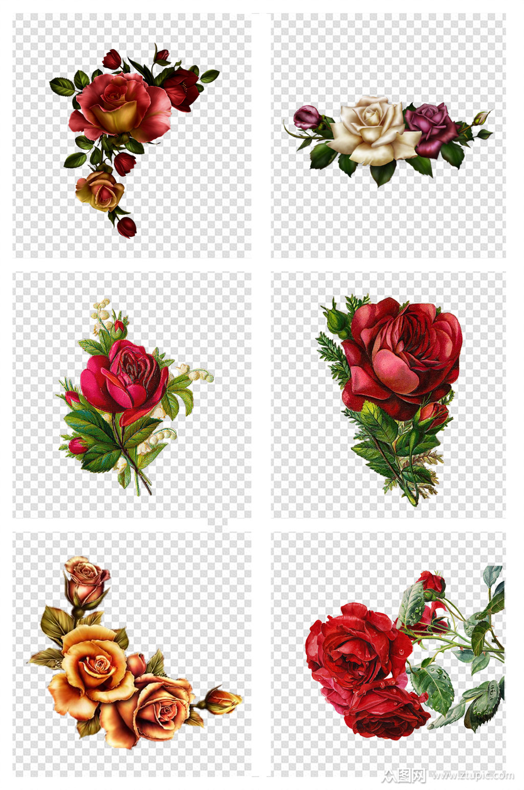 油画花朵玫瑰素材