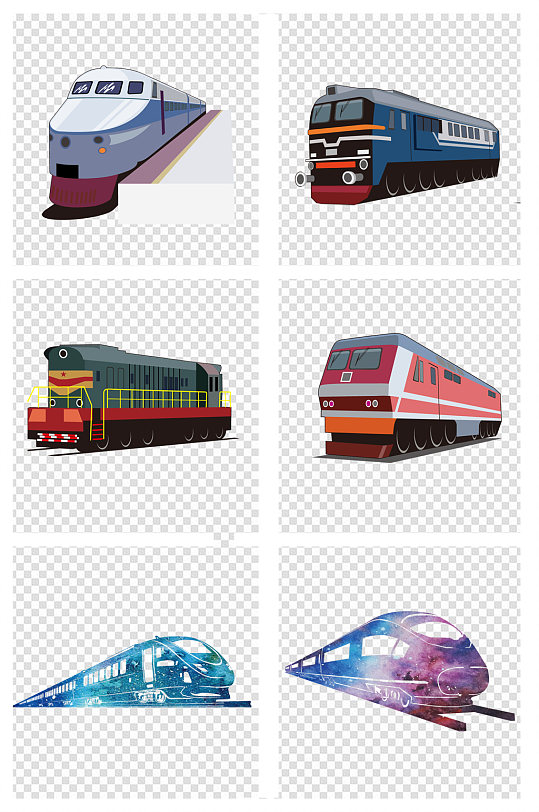 铁路元素 高铁火车手绘素材