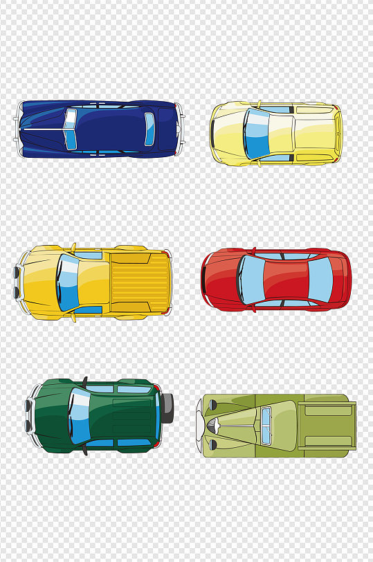手绘通汽车鸟瞰车顶