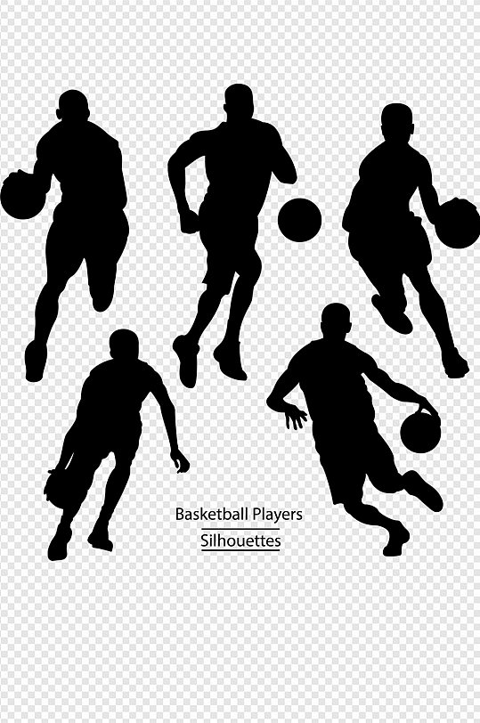 动感打篮球运动剪影