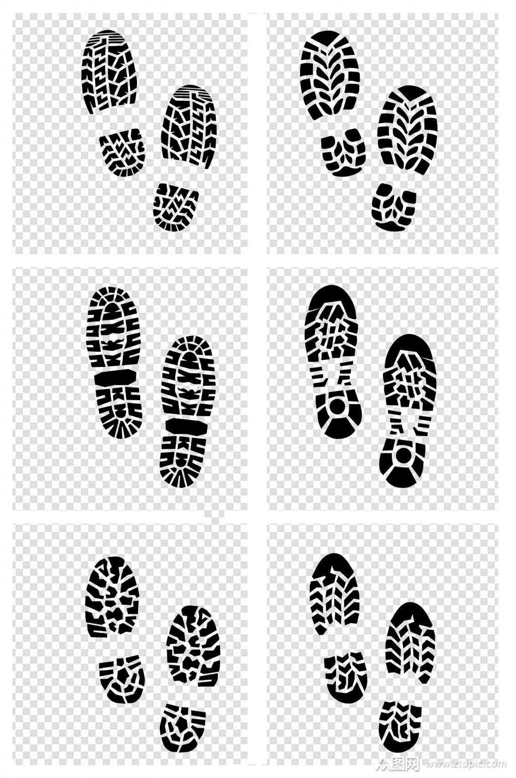 剪影鞋印足迹足印素材
