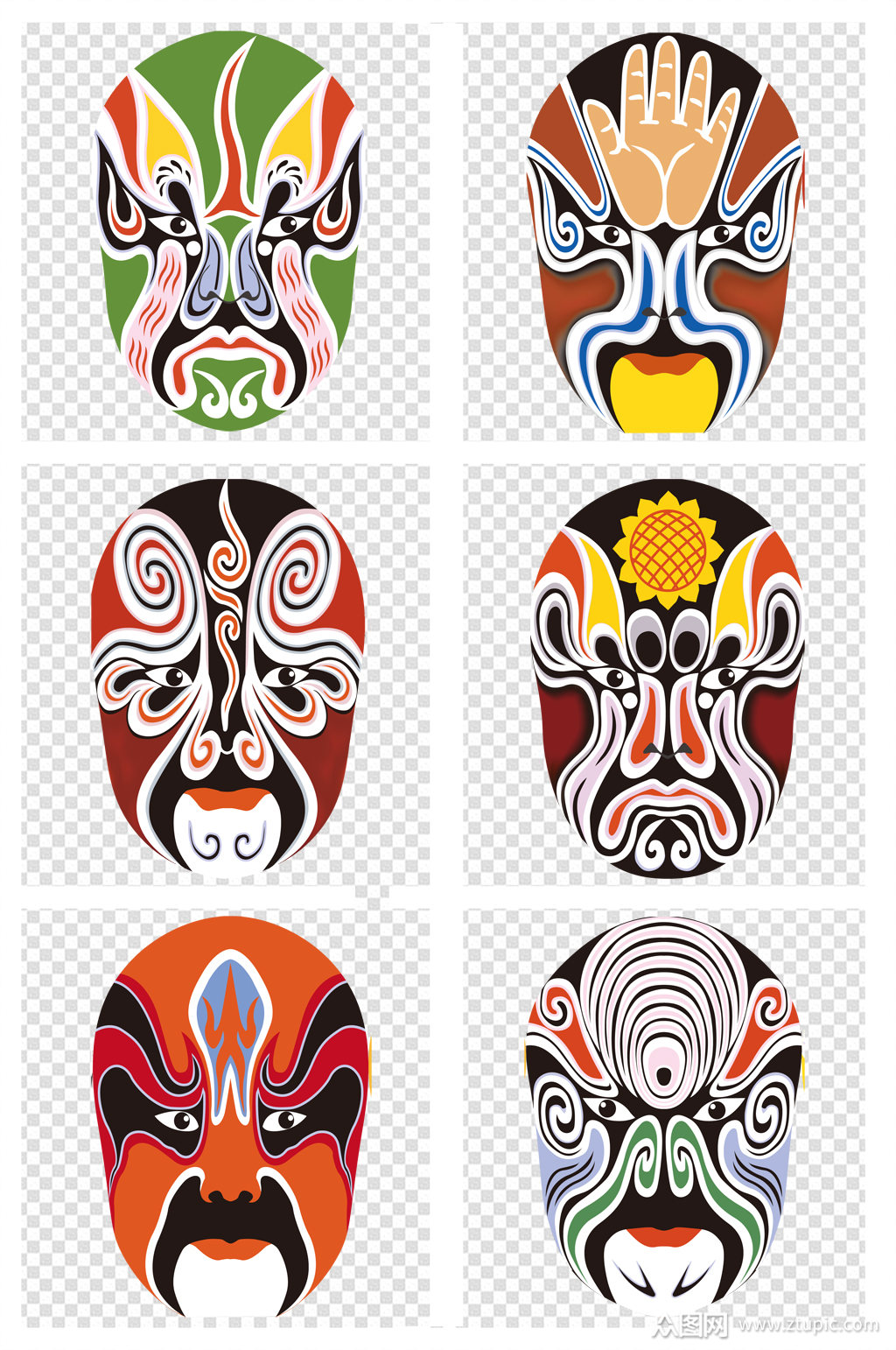 生旦净未丑脸谱素材