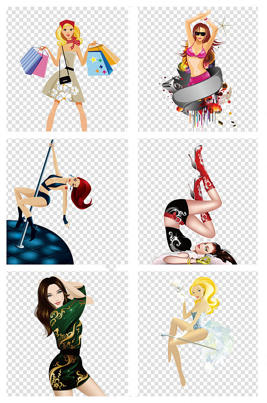 卡通美女性感钢管舞