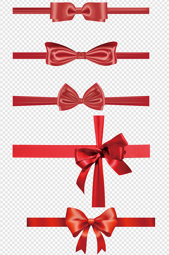 红色绸带礼物包装蝴蝶结 元素-众图网
