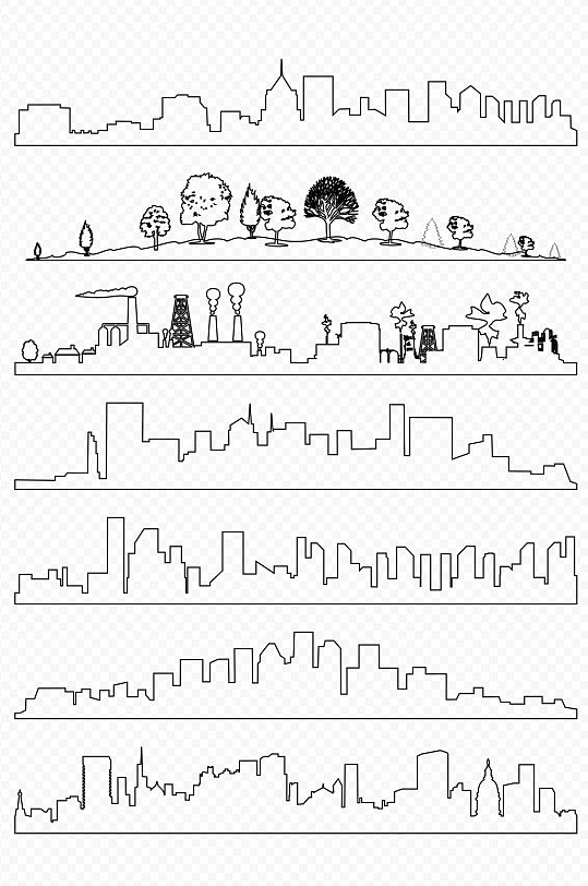 线描都市城市线条画