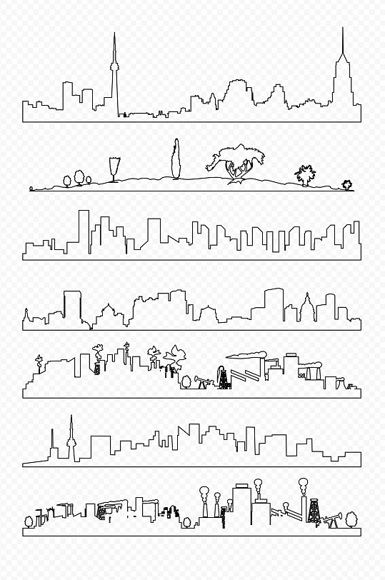 都市城市线条画素材