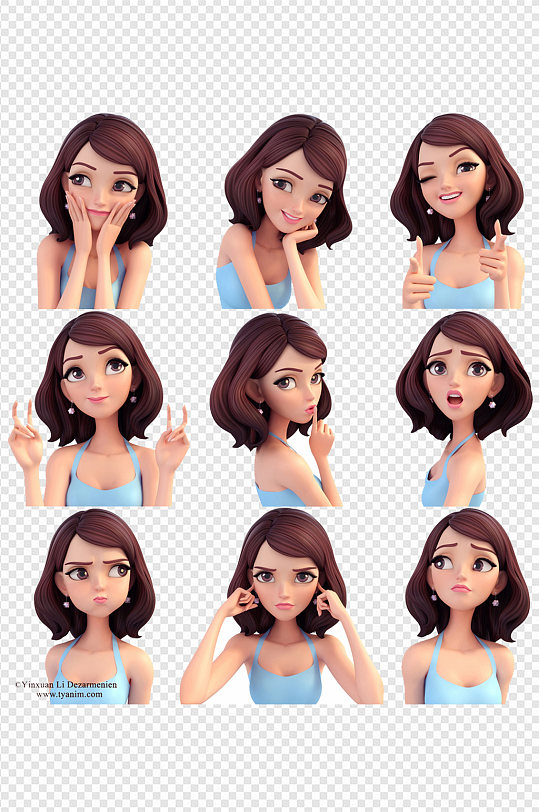 3D卡通表情包女孩