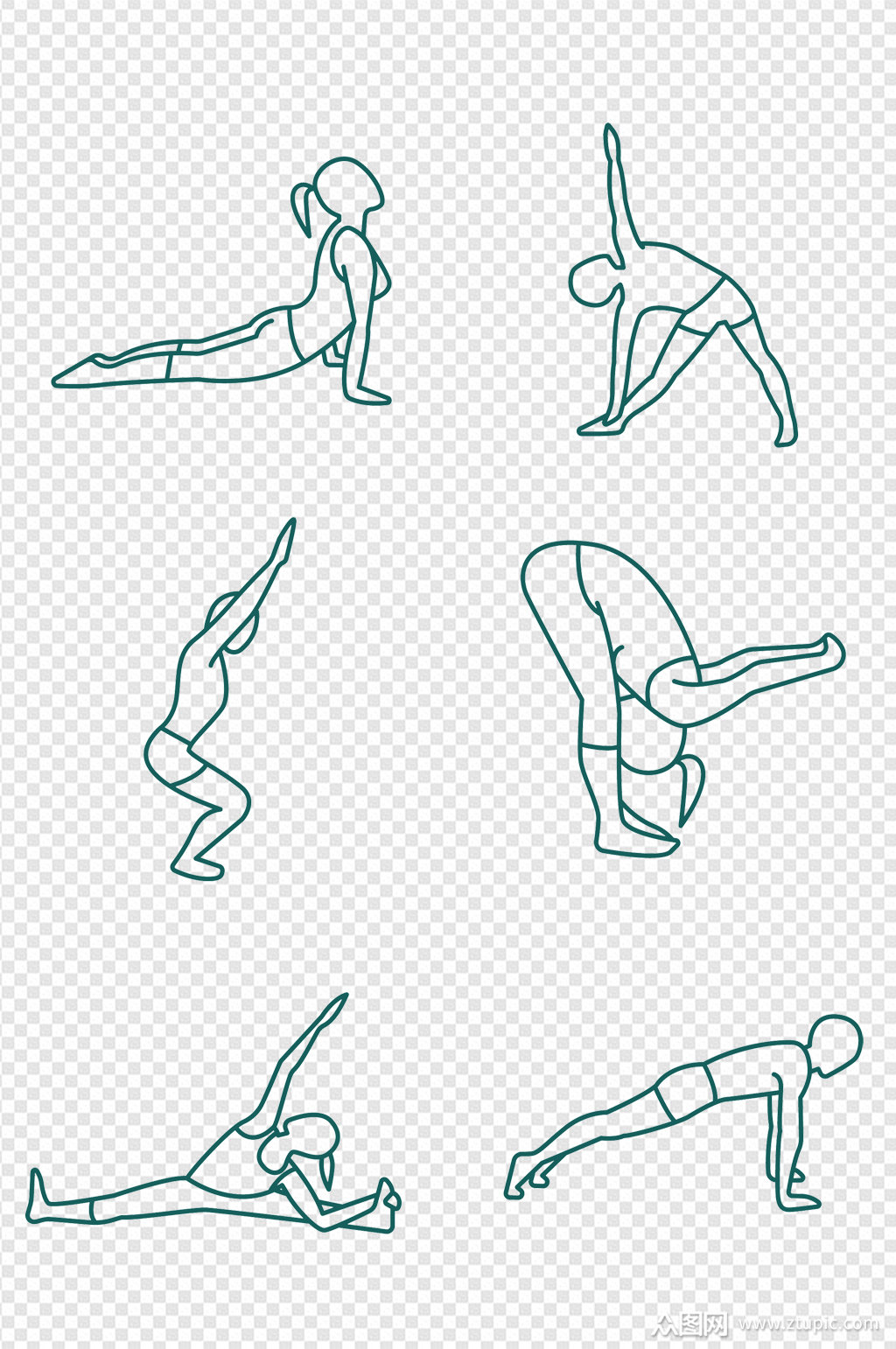 瑜伽手绘线条画健身