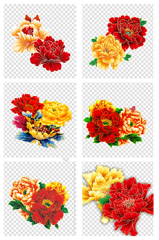 牡丹国画工笔花鸟素材