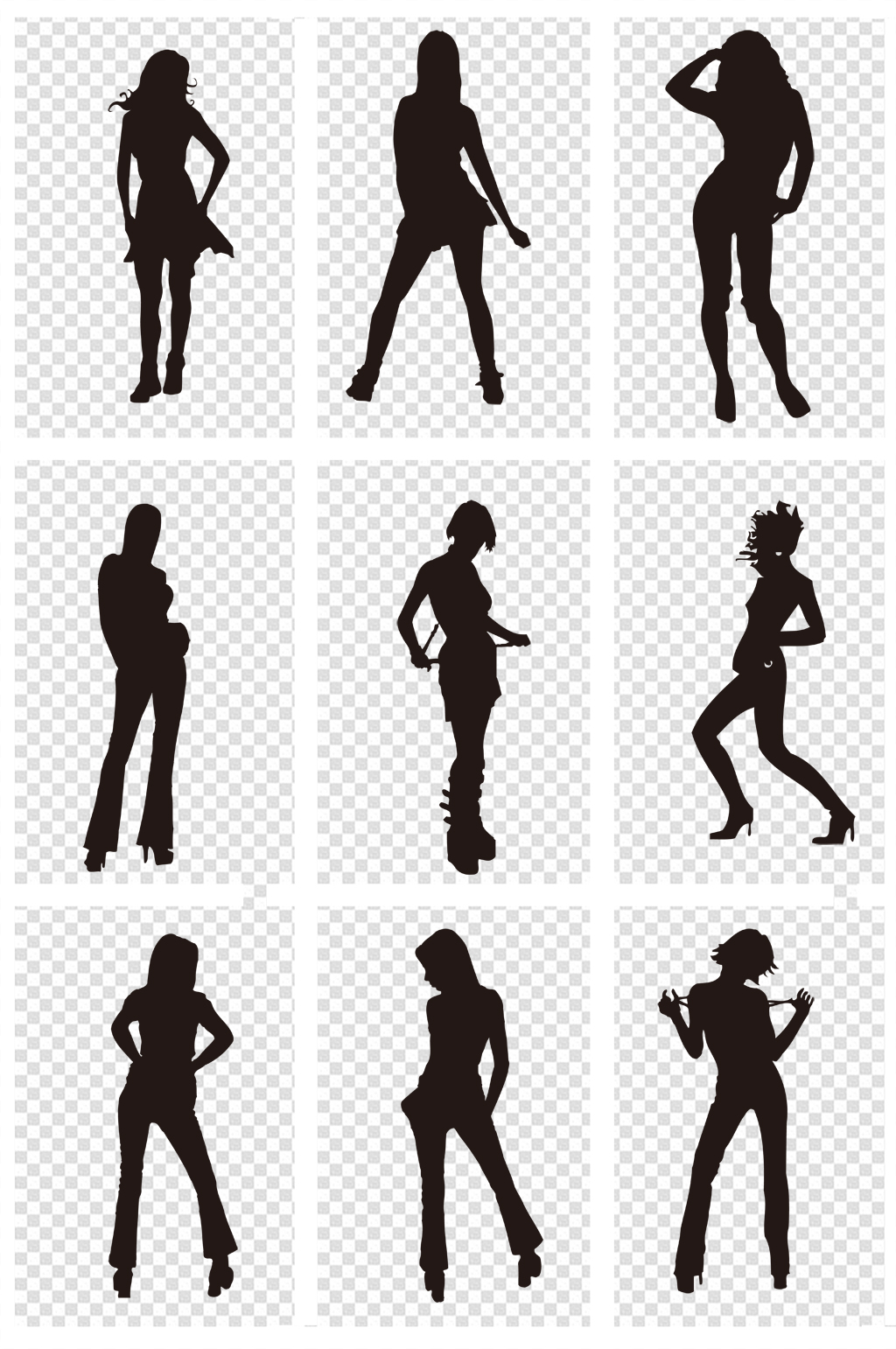 美女女士人物剪影素材