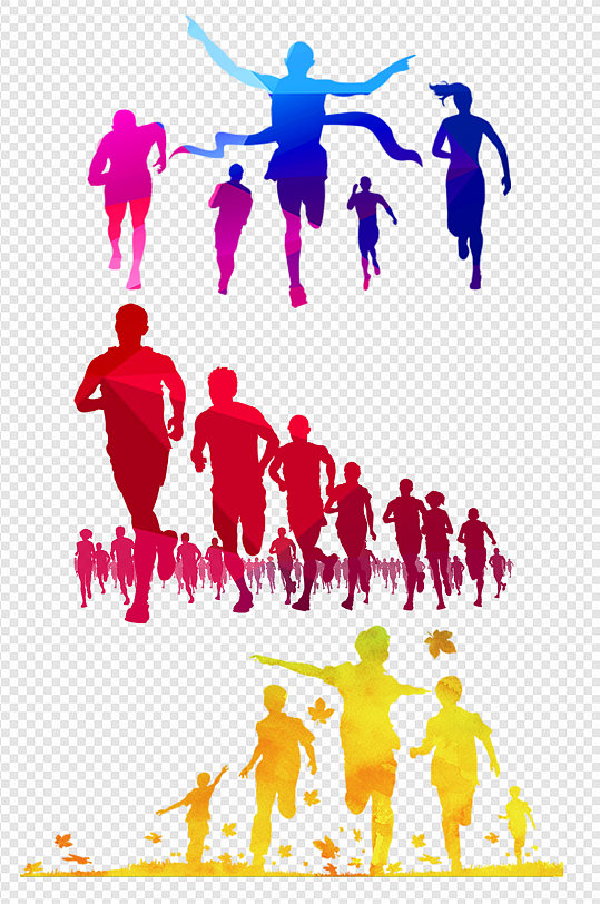 运动人物跑步剪影素材