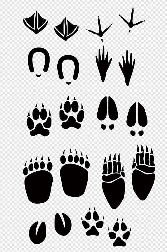 脚印足迹剪影脚丫子牛蹄印元素