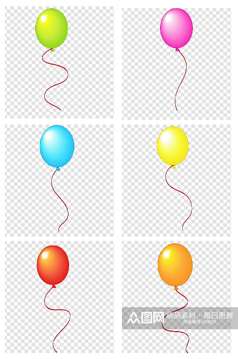 手绘气球单个五彩气球素材
