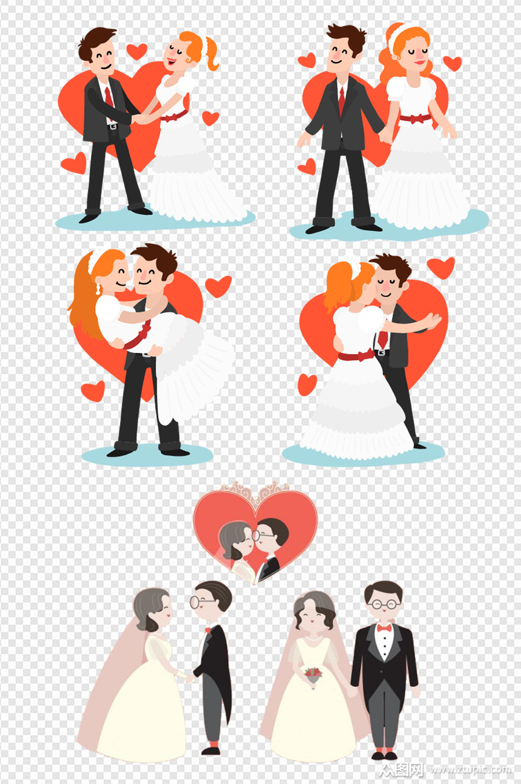 新郎新娘情人节卡通人物