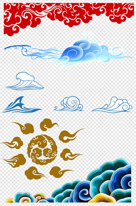 彩色古典中式云朵祥云